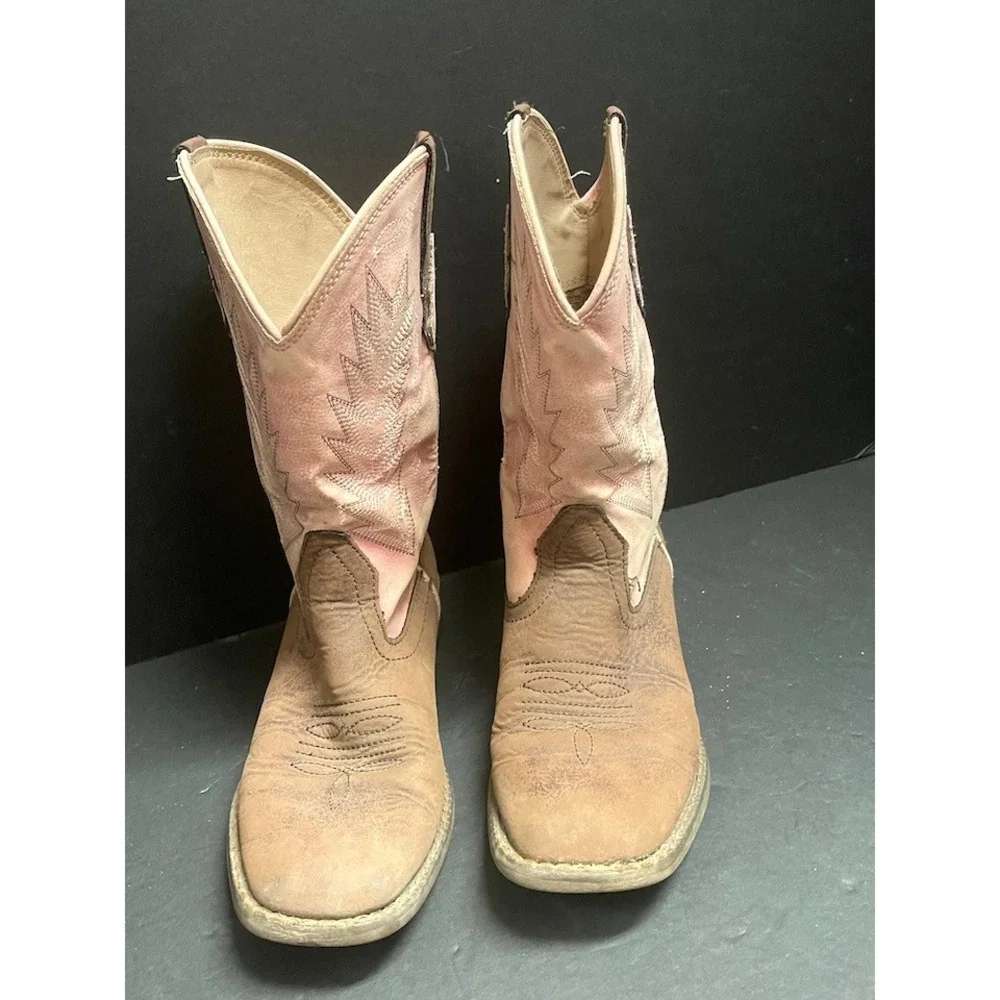 Roper Little Kids Girls Size 2 Western Cowboy Boots Pink & Brown Square Toe